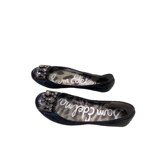Women’s Sam Edelson black loafers /flats/shoes size 7.5M with rhinestone sku 896 - Picture 3 of 6